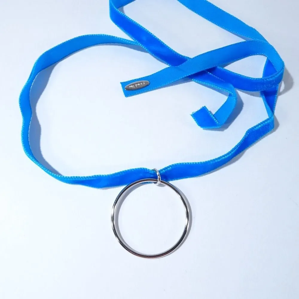 Joomi Lim Velvet Choker Hoop Pendant Blue NWOT 75